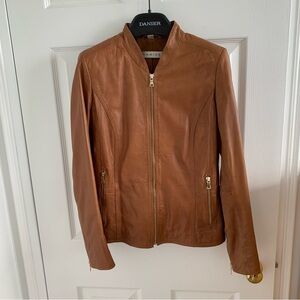 Danier brown leather bomber jacket size XXS